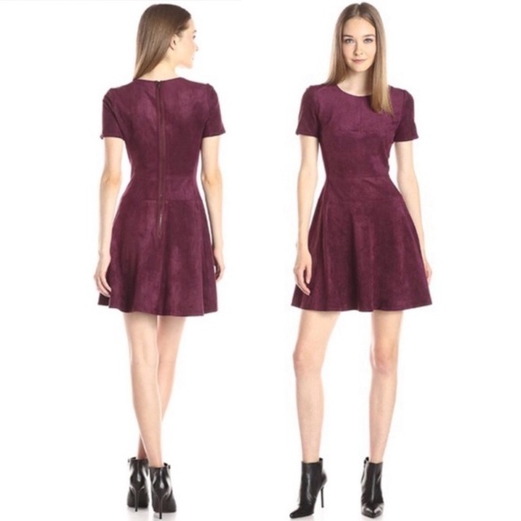 BCBGMaxazria Darra Faux Suede Dress in Bordeaux 6 - Picture 1 of 9